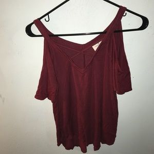 Lace up open shoulder top
